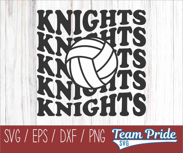 Knights Volleyball Retro Wave SVG Digital Download Printable - SVG, EPS, DXF, PNG SVG Team Pride SVG 