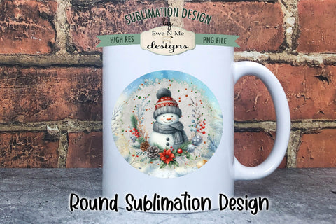 Knit Hat Snowman Blue Wind Spinner Sublimation Design Sublimation Ewe-N-Me Designs 