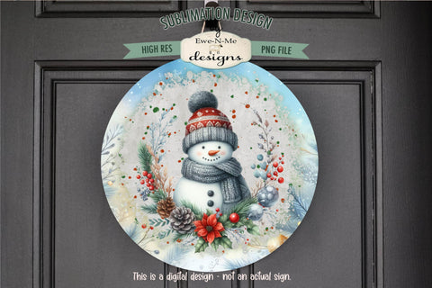 Knit Hat Snowman Blue Wind Spinner Sublimation Design Sublimation Ewe-N-Me Designs 