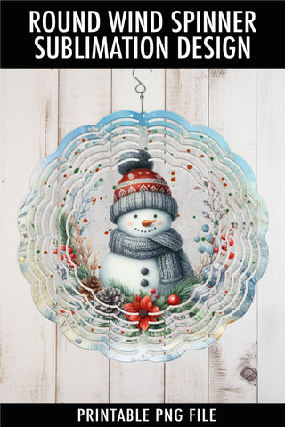 Knit Hat Snowman Blue Wind Spinner Sublimation Design Sublimation Ewe-N-Me Designs 