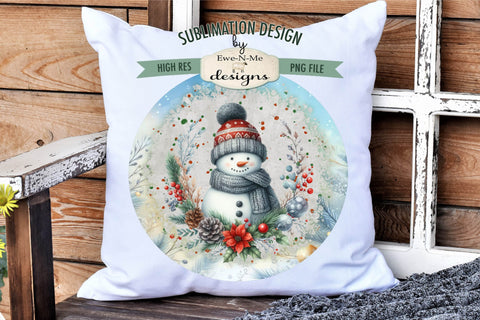 Knit Hat Snowman Blue Wind Spinner Sublimation Design Sublimation Ewe-N-Me Designs 