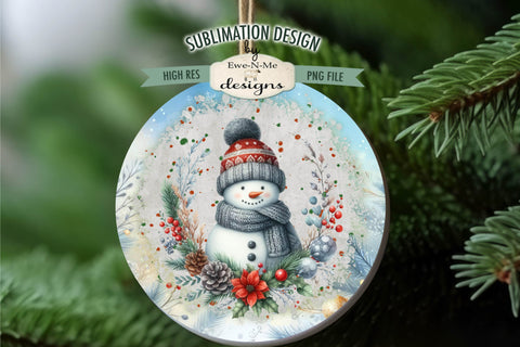 Knit Hat Snowman Blue Wind Spinner Sublimation Design Sublimation Ewe-N-Me Designs 