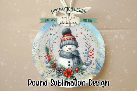 Knit Hat Snowman Blue Wind Spinner Sublimation Design Sublimation Ewe-N-Me Designs 