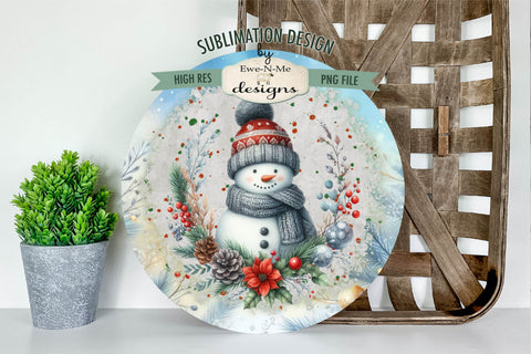 Knit Hat Snowman Blue Wind Spinner Sublimation Design Sublimation Ewe-N-Me Designs 