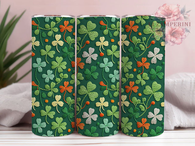 Knit Shamrock Clover Tumbler, Seamless Shamrock Tumbler, Stylish 20oz Wrap, Sublimation Design, Trendy Gift Idea, Faux Yarn Clover Wrap, Lucky Shamrock Tumbler Sublimation Li Zamperini 