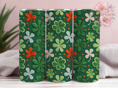 Knit Shamrock Clover Tumbler, Seamless Shamrock Tumbler, Stylish 20oz Wrap, Sublimation Design, Trendy Gift Idea, Faux Yarn Clover Wrap, Lucky Shamrock Tumbler Sublimation Li Zamperini 