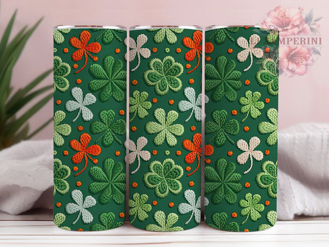 Knit Shamrock Clover Tumbler, Seamless Shamrock Tumbler, Stylish 20oz Wrap, Sublimation Design, Trendy Gift Idea, Faux Yarn Clover Wrap, Lucky Shamrock Tumbler Sublimation Li Zamperini 