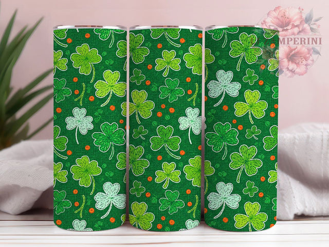 Knit Shamrock Clover Tumbler, Seamless Shamrock Tumbler, Stylish 20oz Wrap, Sublimation Design, Trendy Gift Idea, Faux Yarn Clover Wrap, Lucky Shamrock Tumbler Sublimation Li Zamperini 