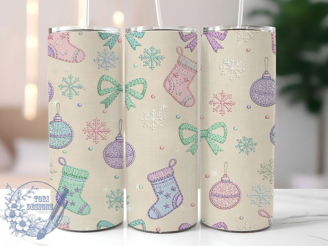 Knit Snowflake Christmas Tumbler, Yarn Design, Christmas Wrap, Holiday Ornament, Snowflake Tumbler, 20oz Tumbler, Sublimation Print Sublimation ToriDesigns 