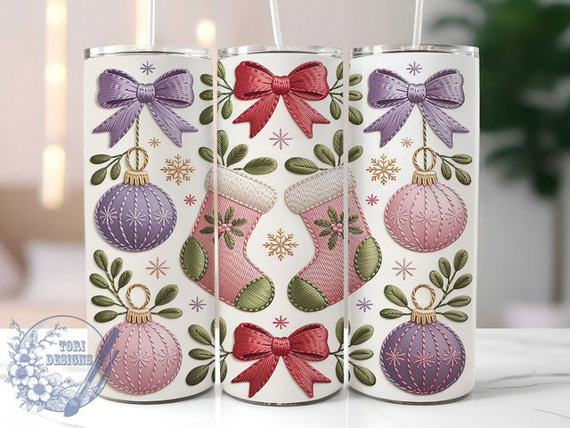 Knit Snowflake Christmas Tumbler, Yarn Design, Christmas Wrap, Holiday Ornament, Snowflake Tumbler, 20oz Tumbler, Sublimation Print Sublimation ToriDesigns 