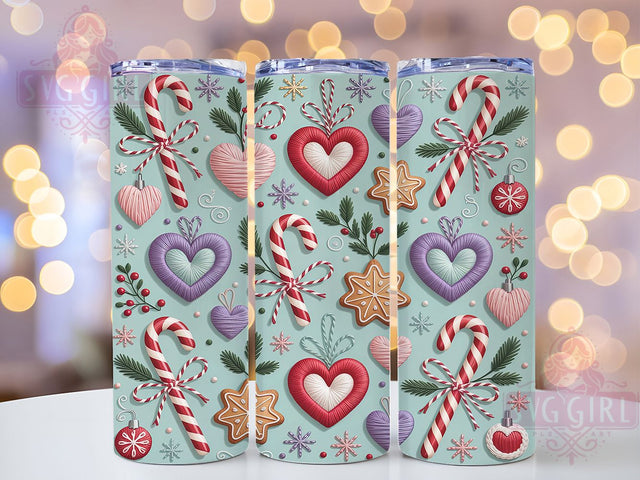 Knitted Christmas Candy Tumbler, Knitted Wrap, Latch Yarn, Holiday Tumbler, Festive Pattern, 20oz Tumbler, Sublimation Print Sublimation SvggirlplusArt 