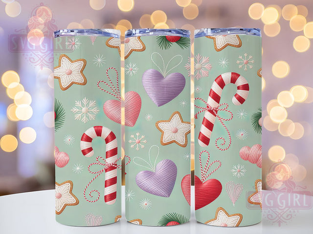 Knitted Christmas Candy Tumbler, Knitted Wrap, Latch Yarn, Holiday Tumbler, Festive Pattern, 20oz Tumbler, Sublimation Print Sublimation SvggirlplusArt 