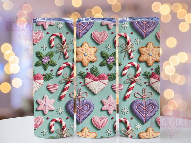 Knitted Christmas Candy Tumbler, Knitted Wrap, Latch Yarn, Holiday Tumbler, Festive Pattern, 20oz Tumbler, Sublimation Print Sublimation SvggirlplusArt 