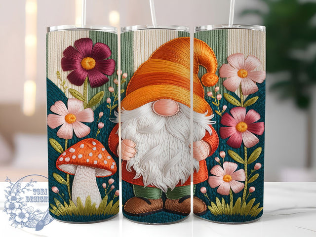 Knitted Christmas Gnome Tumbler, Retro Christmas Knitted, Holiday Gnome Design, Cozy Knit Pattern, Cute Christmas Gnome, 20oz Tumbler, Sublimation Design Sublimation ToriDesigns 