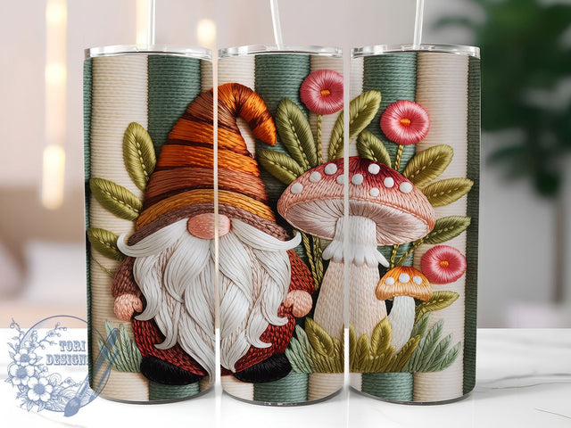 Knitted Christmas Gnome Tumbler, Retro Christmas Knitted, Holiday Gnome Design, Cozy Knit Pattern, Cute Christmas Gnome, 20oz Tumbler, Sublimation Design Sublimation ToriDesigns 