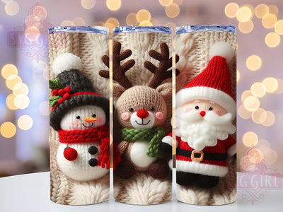 Knitted Christmas Sweater Tumbler, Snowman Knit Art, Reindeer Holiday Pattern, Santa Sweater Graphic, Festive Winter Knit, 20oz Tumbler, Sublimation Design Sublimation SvggirlplusArt 