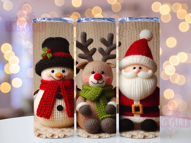Knitted Christmas Sweater Tumbler, Snowman Knit Art, Reindeer Holiday Pattern, Santa Sweater Graphic, Festive Winter Knit, 20oz Tumbler, Sublimation Design Sublimation SvggirlplusArt 