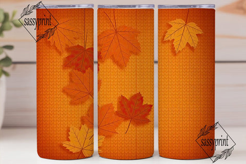 Knitted Fall Leaves 20oz Tumbler Wrap Sublimation sassyprint 