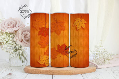 Knitted Fall Leaves 20oz Tumbler Wrap Sublimation sassyprint 