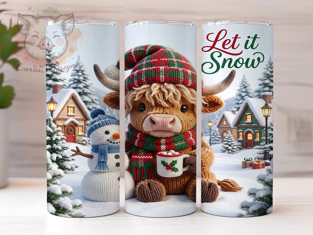 Knitted Highland Cow 20oz Tumbler, Knitted Highland Cow, Highland Cow Tumbler, Knitted Cow Tumbler, Knitted Highland PNG, Highland Cow PNG, Knitted Cow PNG, Highland Cow Wrap Sublimation Lara' s Designs 