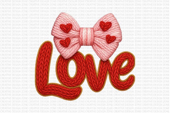 Knitted Love Bow Valentine PNG SVG BillahCrafts 