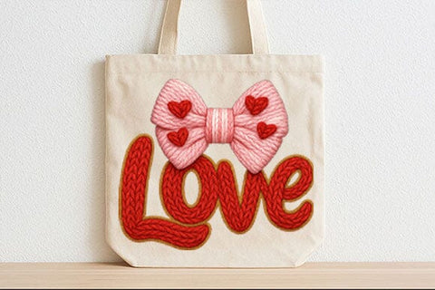 Knitted Love Bow Valentine PNG SVG BillahCrafts 