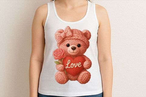 Knitted Love Teddy Bear PNG | Cute Valentine Sublimation Design SVG BillahCrafts 