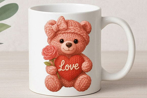 Knitted Love Teddy Bear PNG | Cute Valentine Sublimation Design SVG BillahCrafts 
