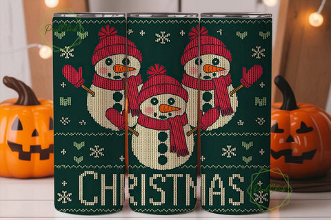 Knitted Snowman Christmas Tumbler Wrap Sublimation PixelChick 