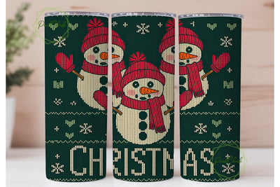 Knitted Snowman Christmas Tumbler Wrap Sublimation PixelChick 