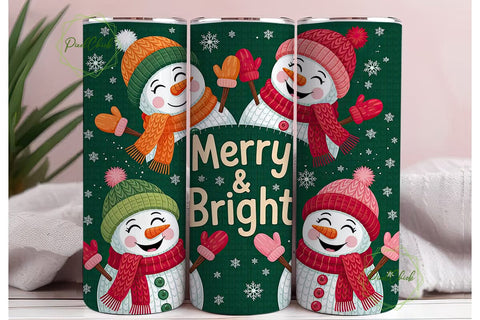 Knitted Snowman Christmas Tumbler Wrap Sublimation PixelChick 