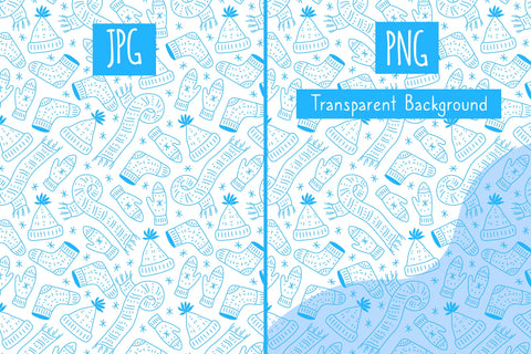 Knitted Winter Accessories Doodle Seamless Pattern PNG JPG EPS Digital Pattern Rin Green 