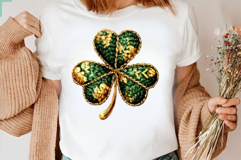 Knitted Yarn Crochet Four Leaf Clover Sublimation SVGArt 