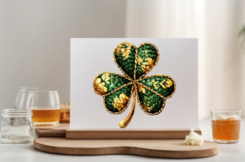 Knitted Yarn Crochet Four Leaf Clover Sublimation SVGArt 