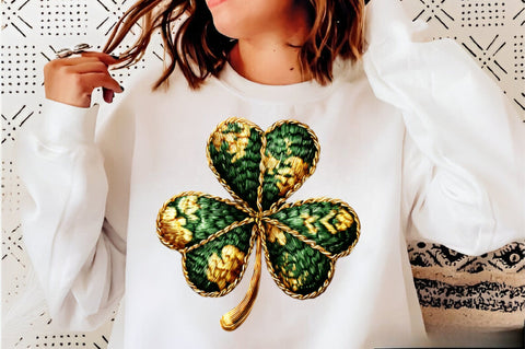 Knitted Yarn Crochet Four Leaf Clover Sublimation SVGArt 