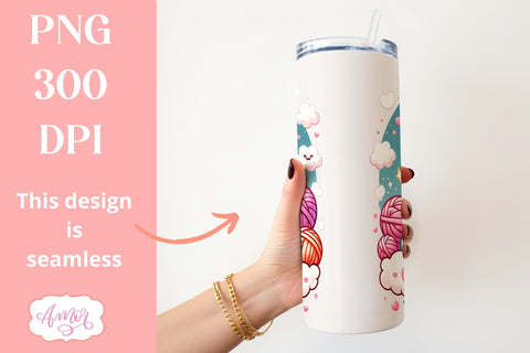 Knitting addict Tumbler wrap sublimation PNG | Yarn lover Sublimation Amorclipart 