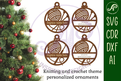 Knitting and crochet Christmas Ornament SVG SVG APInspireddesigns 