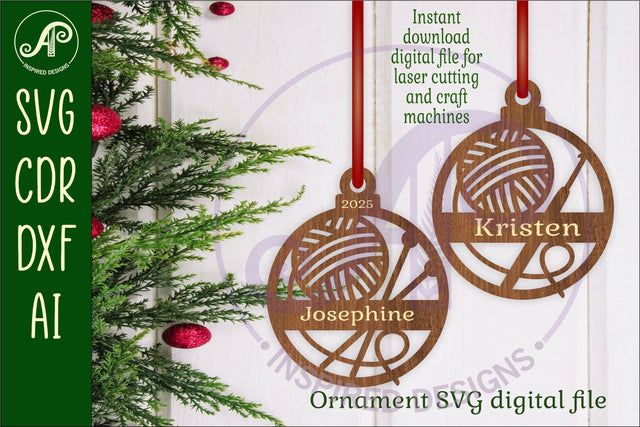 Knitting and crochet Christmas Ornament SVG SVG APInspireddesigns 