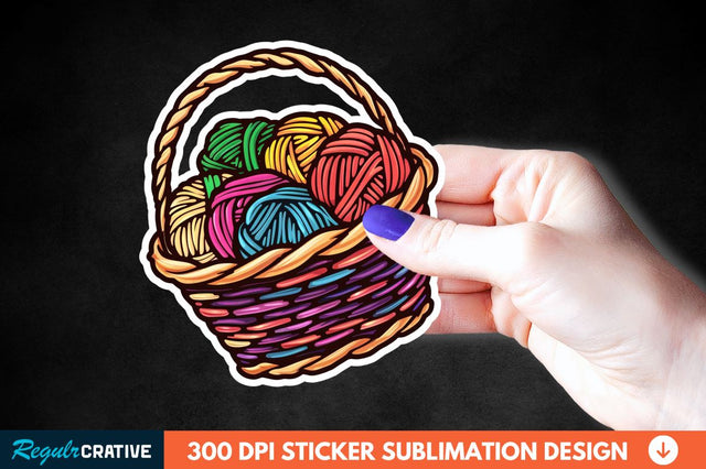 Knitting Basket Sticker Clipart Sublimation Regulrcrative 
