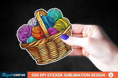 Knitting Basket Sticker Clipart Sublimation Regulrcrative 