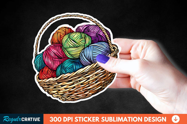 Knitting Basket Sticker Clipart Sublimation Regulrcrative 