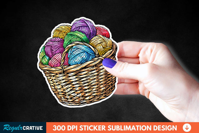 Knitting Basket Sticker Clipart Sublimation Regulrcrative 