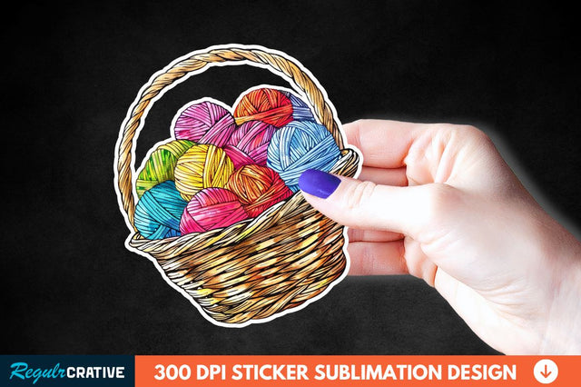 Knitting Basket Sticker Clipart Sublimation Regulrcrative 