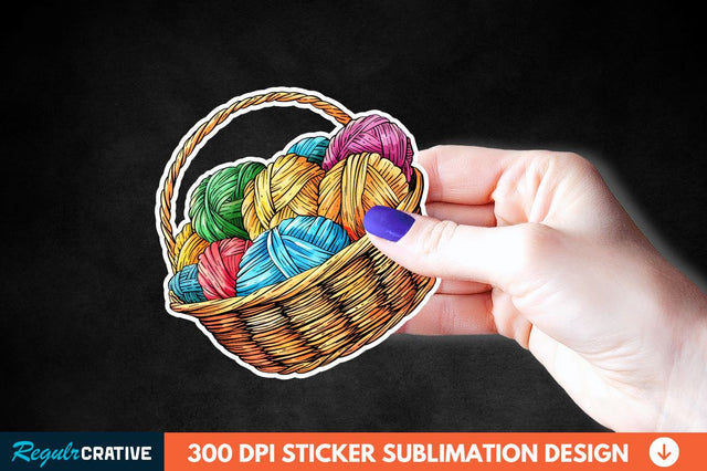 Knitting Basket Sticker Clipart Sublimation Regulrcrative 