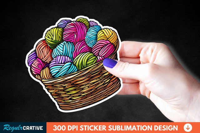 Knitting Basket Sticker Clipart Sublimation Regulrcrative 