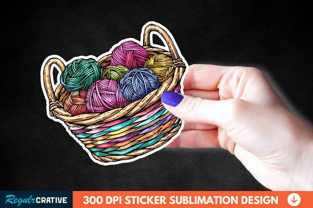 Knitting Basket Sticker Clipart Sublimation Regulrcrative 