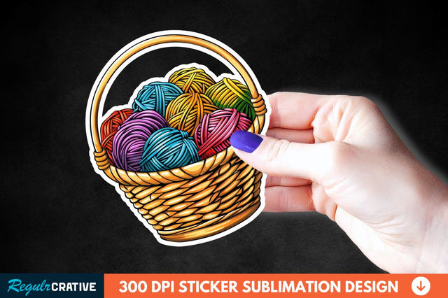 Knitting Basket Sticker Clipart Sublimation Regulrcrative 