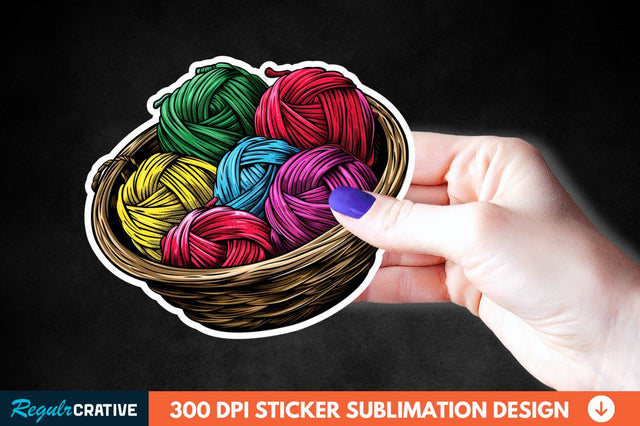 Knitting Basket Sticker Clipart Sublimation Regulrcrative 