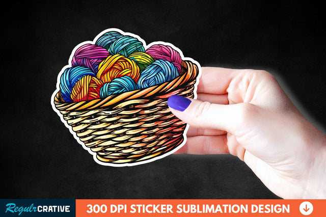 Knitting Basket Sticker Clipart Sublimation Regulrcrative 