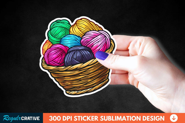 Knitting Basket Sticker Clipart Sublimation Regulrcrative 